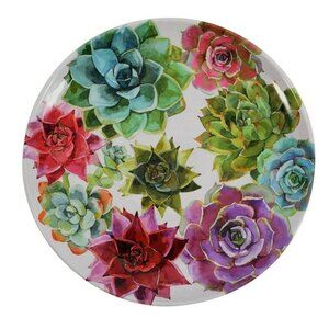 Cactus Melamine Salad Plate BPA Free Desert Succulent Purple Blue Green NEW